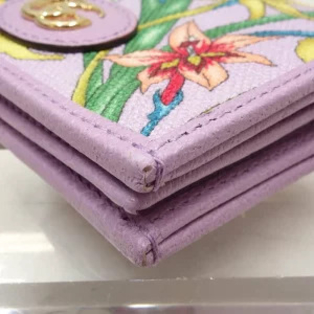 Gucci Compact Wallet GG Marmont Flora Flower Canvas Leather Pink - Picture 4 of 8